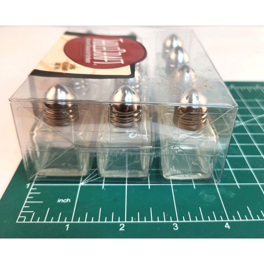 TableCraft Salt & Pepper Collection 12 Mini Shaker Sets Glass/Silver Finish Comp - Picture 6 of 7